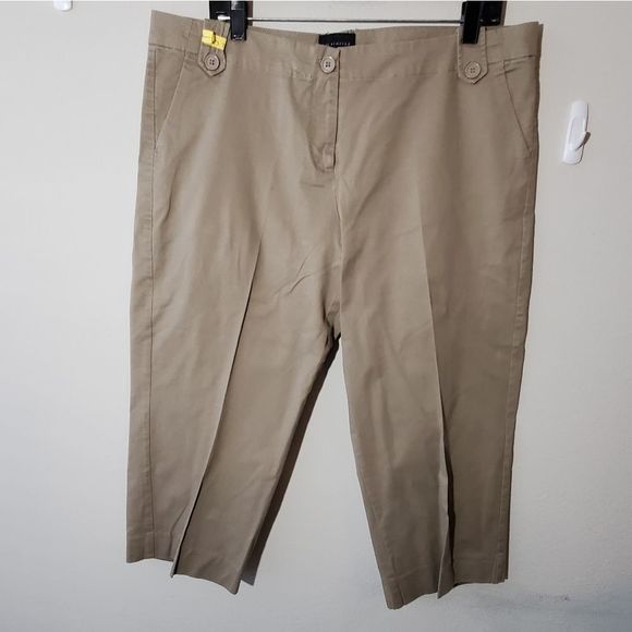 The Limited Cassidy fit khaki Tan straight leg capri pants Women's Size 14 - Picture 2 of 7